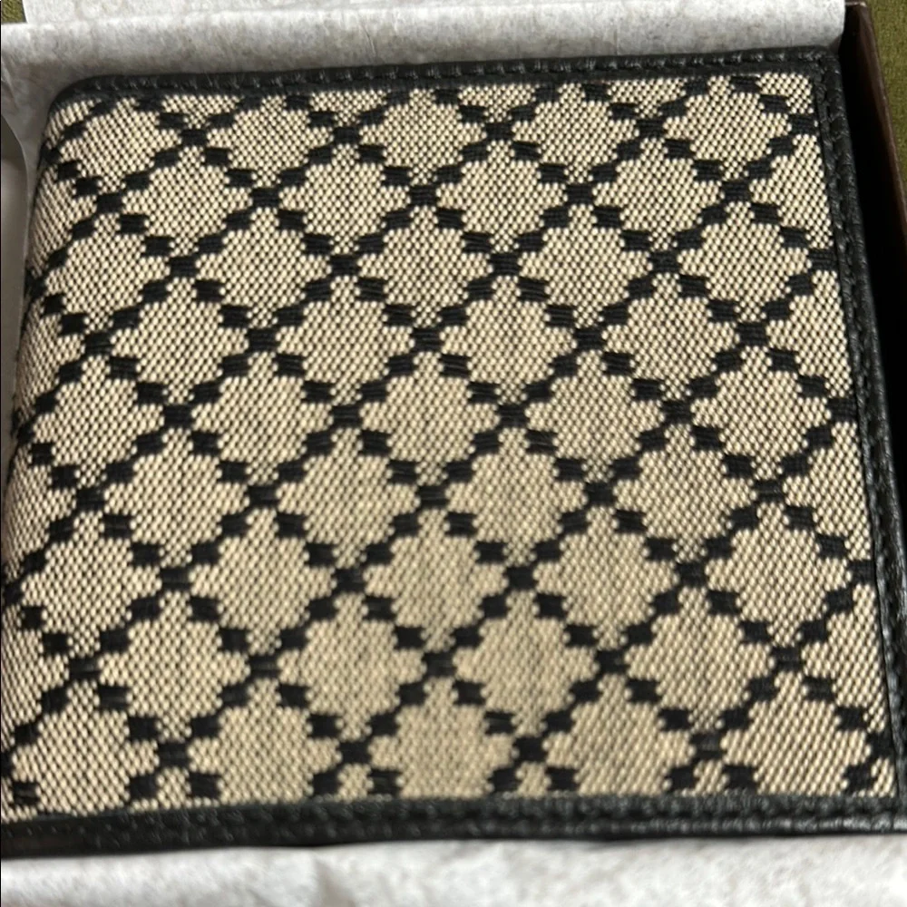 Gucci Unisex Diamanté Canvas and Leather Bifold Wallet